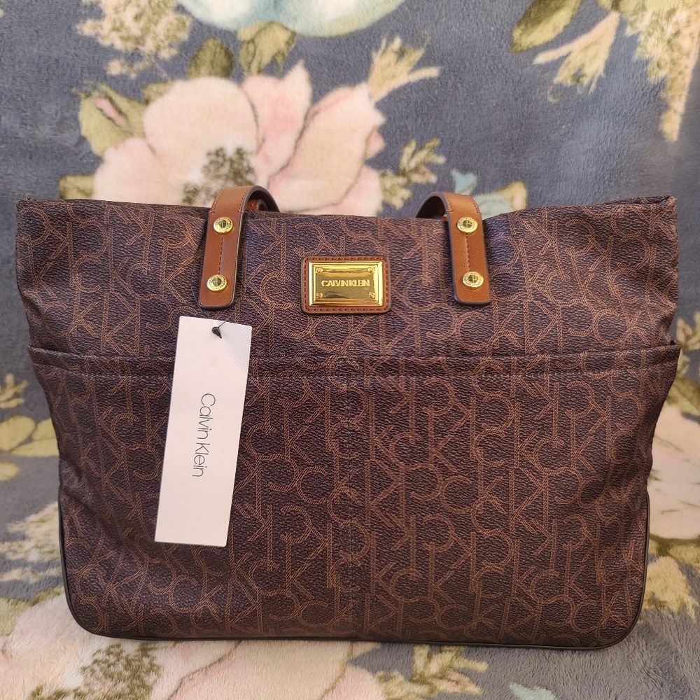 Calvin Klein Signature Large Tote  Nylon Handbag